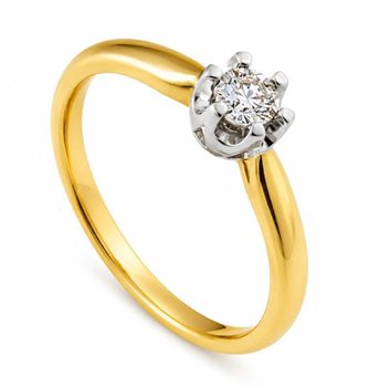 Złoty pierścionek damski 585 z diamentem 0,18 ct HSI – model R55116YW, 2,10 g.jpg